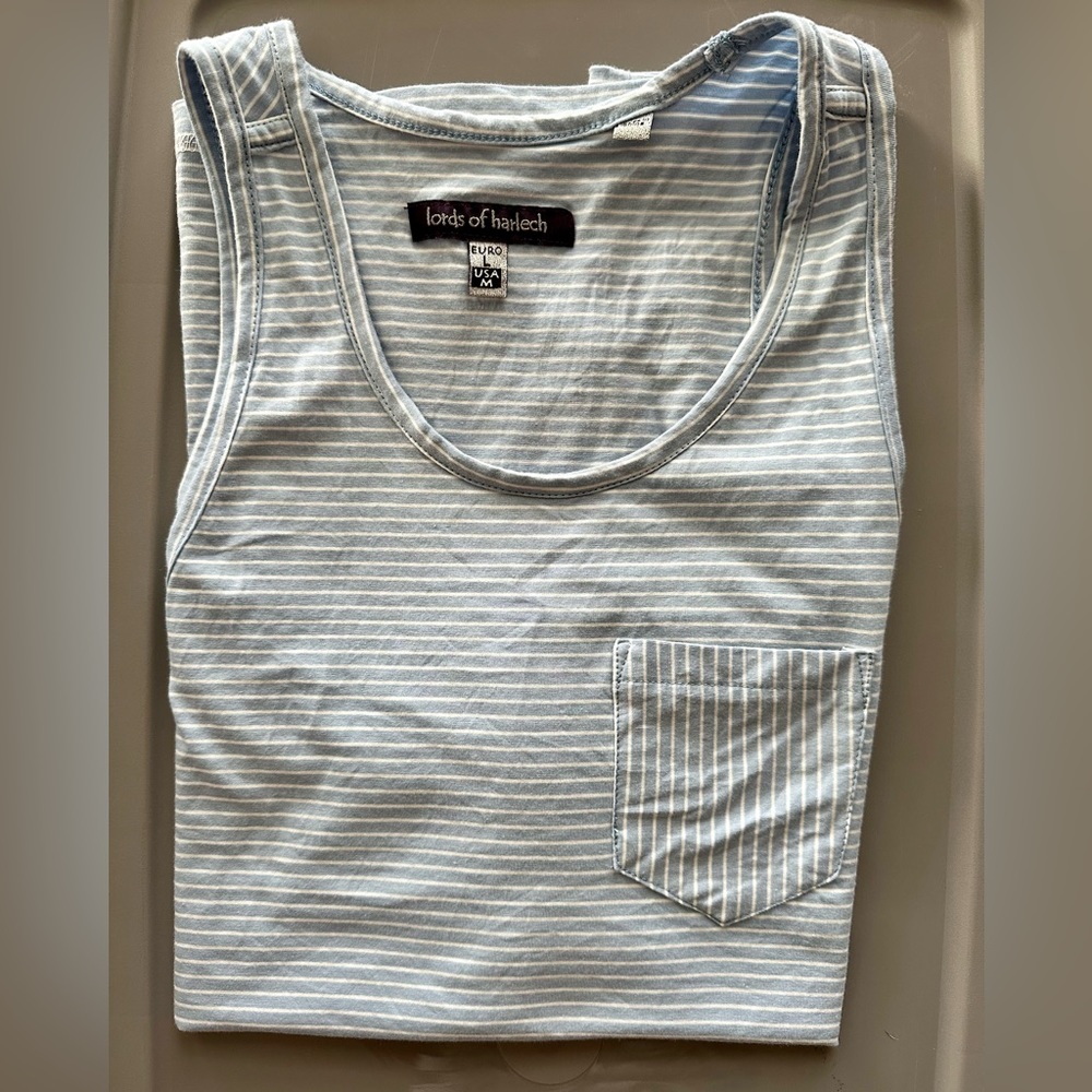 Lords of Harlech Baby blue striped tank
